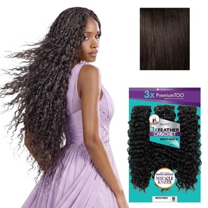 Sensationnel PremiumToo Feather Crochet -3X Water Wave, 18 in,1 JETBLACK(2 DARKBROWN)