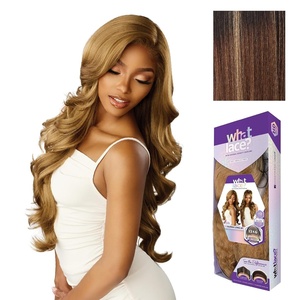 Sensationnel What Lace 13×6 Wig-Glenna Long 28 Inch, 1 JETBLACK(BALAYAGECARAMEL)