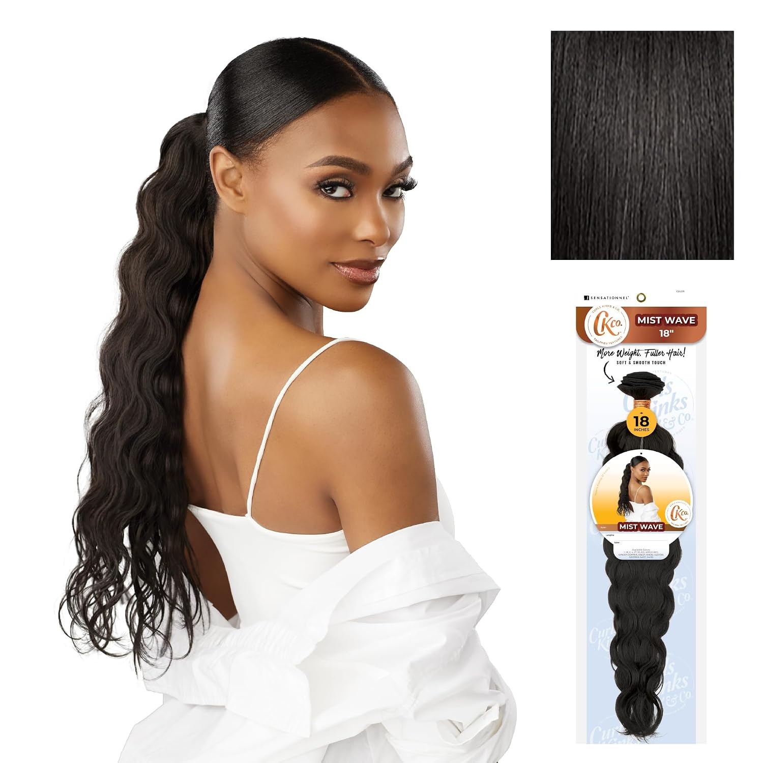 image:imageSensationnel CKCO Synthetic BundleMist Wave 18 inch 1 JETBLACK1B OFFBLACK