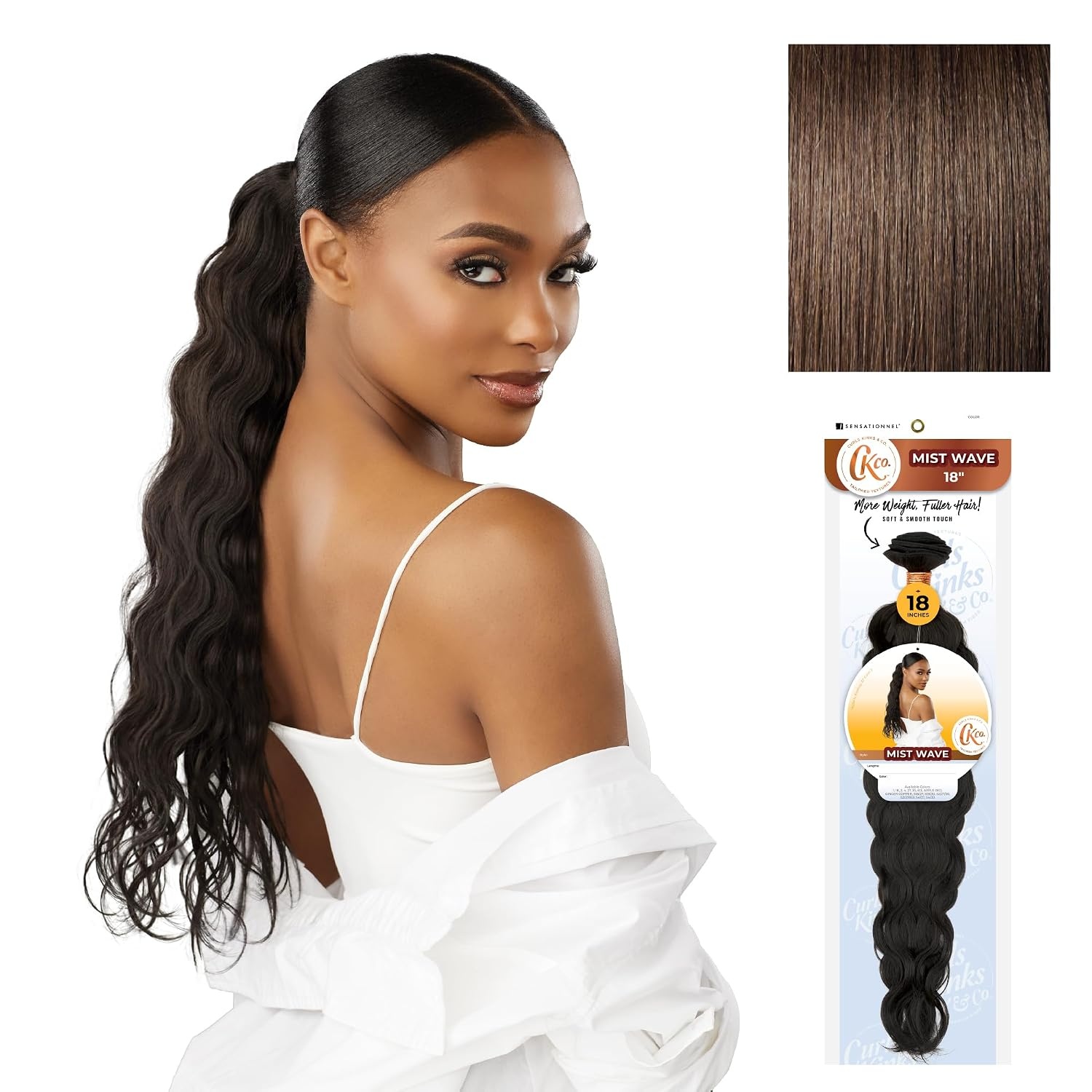 image:imageSensationnel CKCO Synthetic BundleMist Wave 18 inch 1 JETBLACK4 MEDBROWN