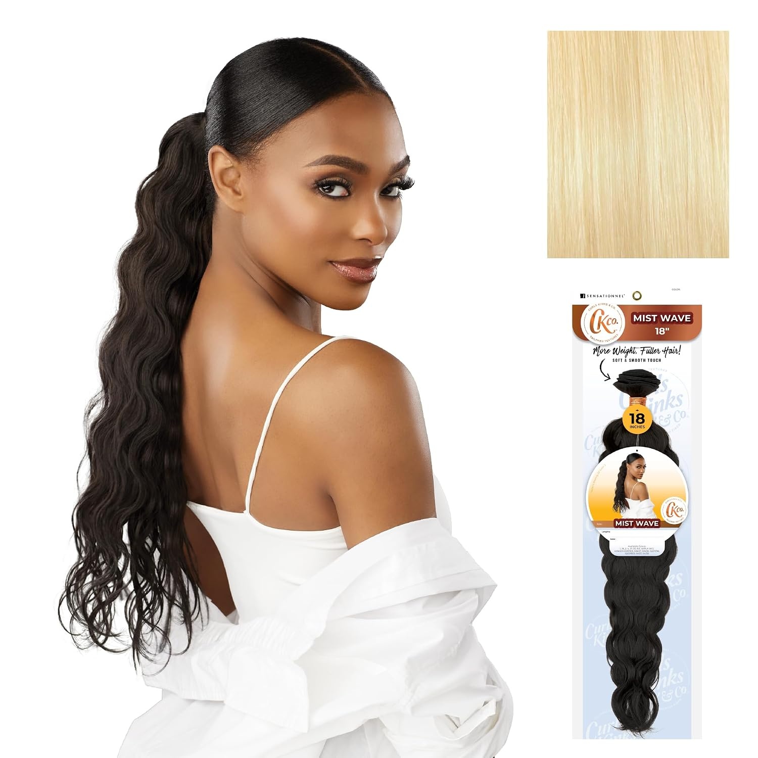 image:imageSensationnel CKCO Synthetic BundleMist Wave 18 inch 1 JETBLACK613 BLONDE